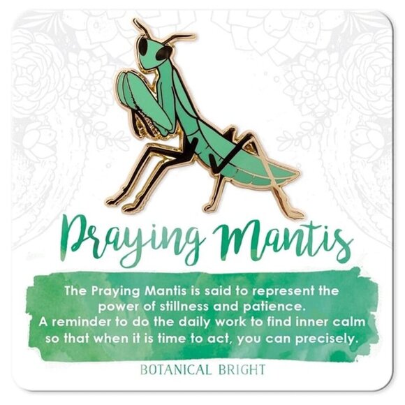 Praying Mantis Enamel Pin - Gold Plated Brooch - Nature & Insect Jewelry - Picture 1 of 3